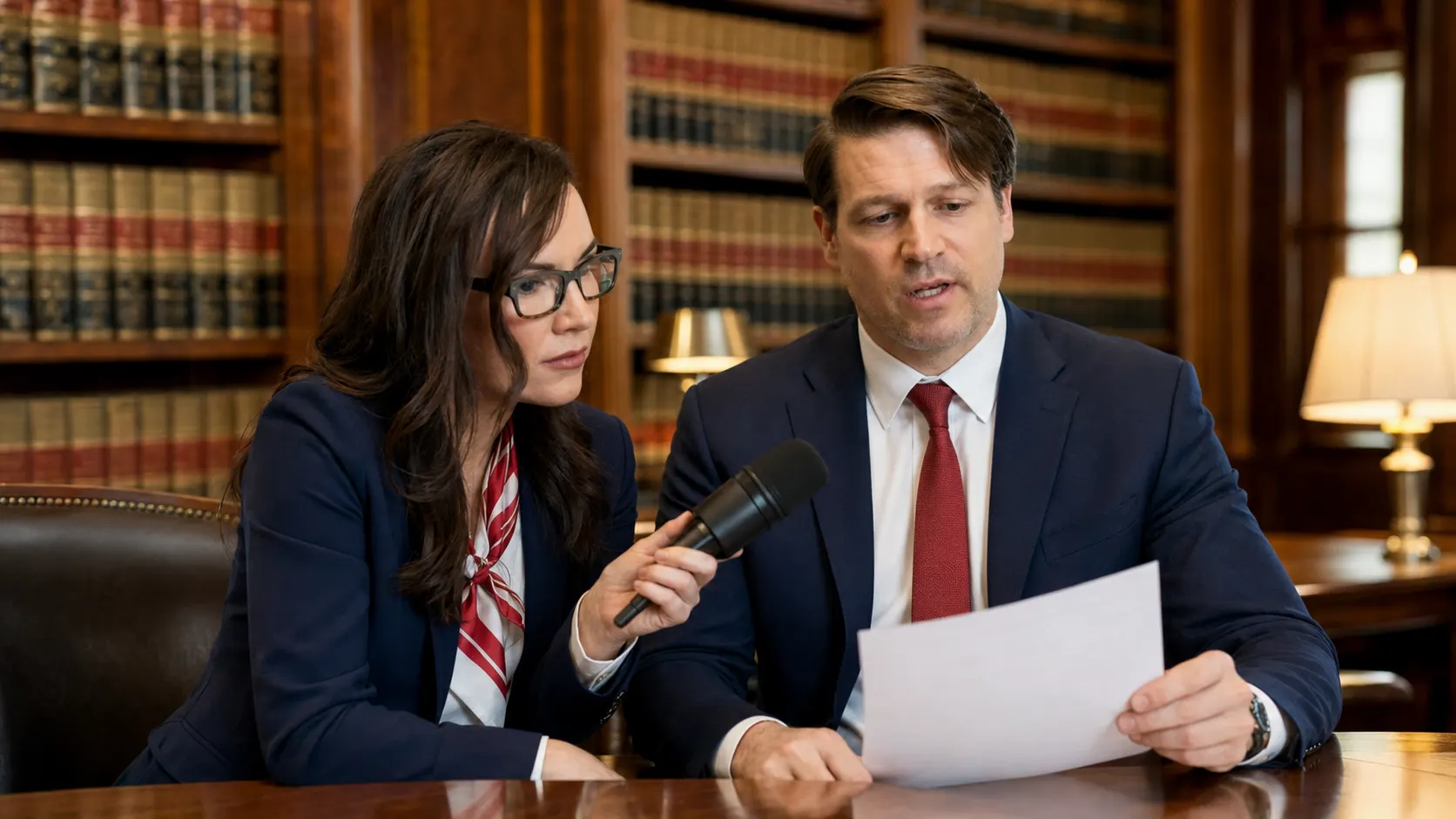 Meg and Shawn Lee reviewing a document together for The Shawn Lee Report