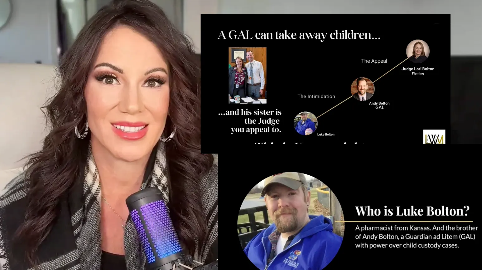 Meg discussing reported court-accountability concerns and professional connections on Stand With Meg