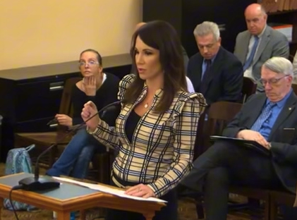 Meg speaking at the Kansas Capitol, March 28, 2025